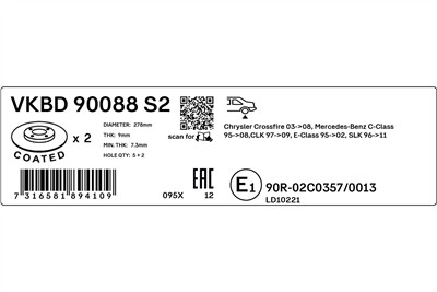 SKF VKBD 90088 S2 EAN: 7316581894109.
