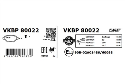SKF VKBP 80022 EAN: 7316581296736.
