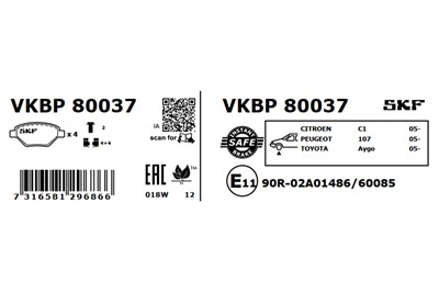 SKF VKBP 80037 EAN: 7316581296866.