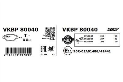 SKF VKBP 80040 EAN: 7316581297092.