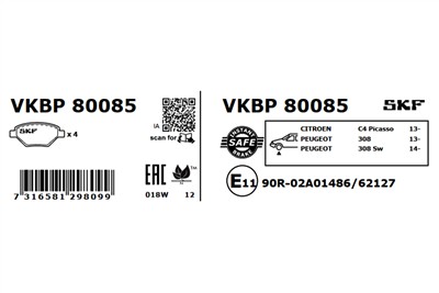 SKF VKBP 80085 EAN: 7316581298099.