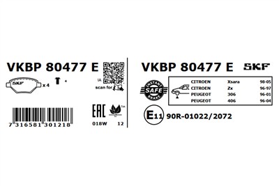 SKF VKBP 80477 E EAN: 7316581301218.