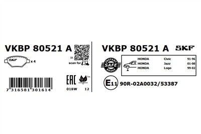 SKF VKBP 80521 A EAN: 7316581301614.