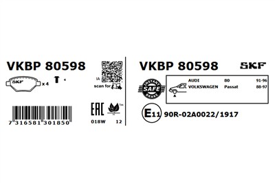 SKF VKBP 80598 EAN: 7316581301850.