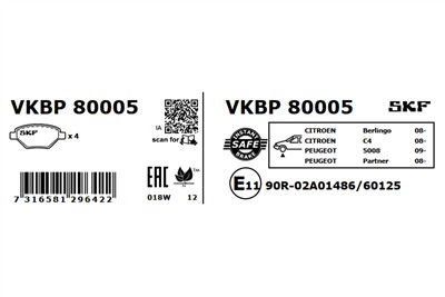 SKF VKBP 80005 EAN: 7316581296422.