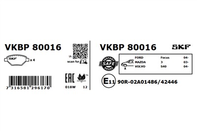 SKF VKBP 80016 EAN: 7316581296170.