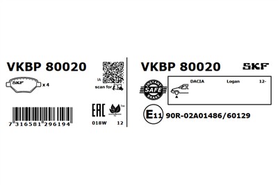 SKF VKBP 80020 EAN: 7316581296194.