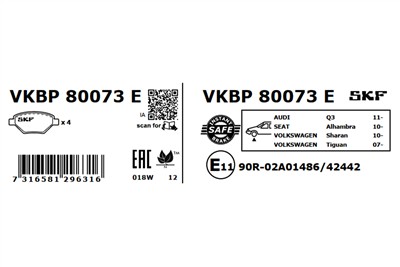 SKF VKBP 80073 E EAN: 7316581296316.