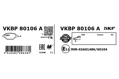 SKF VKBP 80106 A EAN: 7316581296781.