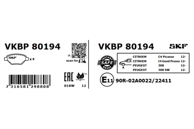 SKF VKBP 80194 EAN: 7316581298808.