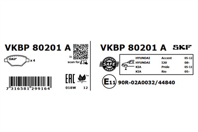 SKF VKBP 80201 A EAN: 7316581299164.