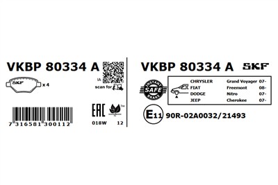SKF VKBP 80334 A EAN: 7316581300112.
