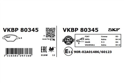 SKF VKBP 80345 EAN: 7316581297160.