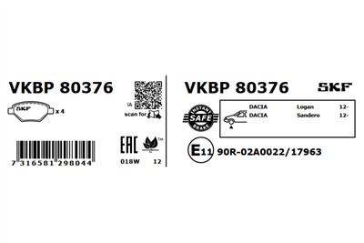 SKF VKBP 80376 EAN: 7316581298044.