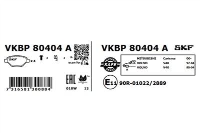 SKF VKBP 80404 A EAN: 7316581300884.