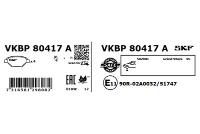SKF VKBP 80417 A EAN: 7316581298082.