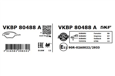 SKF VKBP 80488 A EAN: 7316581298341.