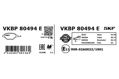 SKF VKBP 80494 E EAN: 7316581301362.