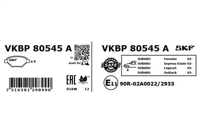 SKF VKBP 80545 A EAN: 7316581298990.