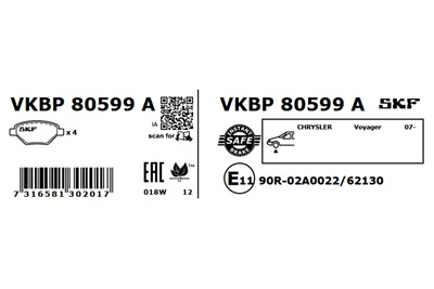 SKF VKBP 80599 A EAN: 7316581302017.
