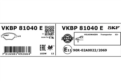 SKF VKBP 81040 E EAN: 7316581492664.