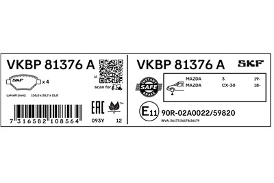 SKF VKBP 81376 A EAN: 7316582108564.