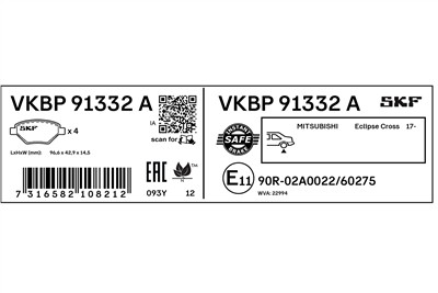 SKF VKBP 91332 A EAN: 7316582108212.