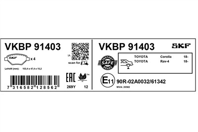 SKF VKBP 91403 EAN: 7316582128562.