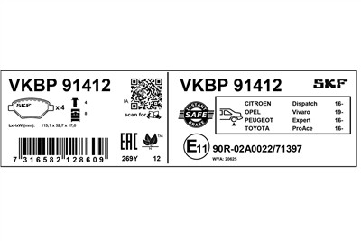 SKF VKBP 91412 EAN: 7316582128609.