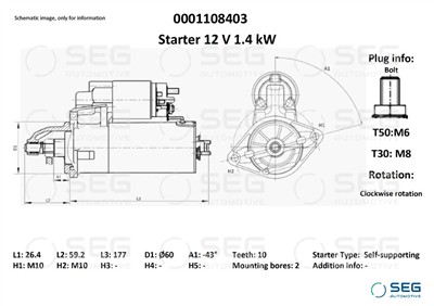 SEG Automotive 0001108403 EAN: 4064443009842.