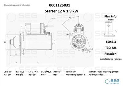 SEG Automotive 0001125031 EAN: 4064443011791.