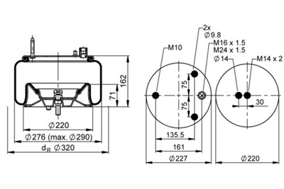 CONTITECH AIR SPRING 4563 N P02 Číslo výrobce: 601873. EAN: 4054391156347.
