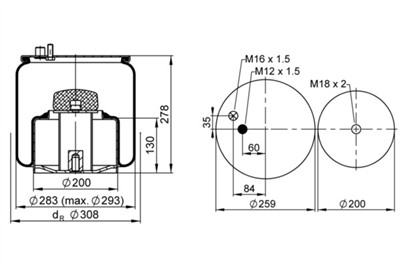 CONTITECH AIR SPRING 4884 N1 P09 Číslo výrobce: 67733. EAN: 4054387101122.