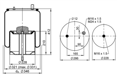 CONTITECH AIR SPRING 4912 N P13 Číslo výrobce: 67834. EAN: 4054391106113.