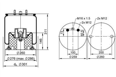 CONTITECH AIR SPRING 4927 N P01 Číslo výrobce: 70549. EAN: 4054391108117.