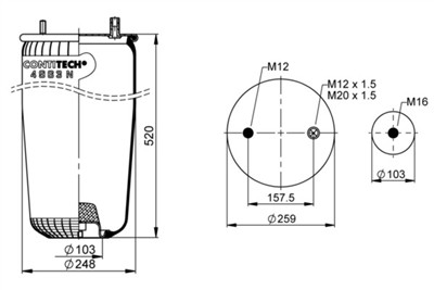 CONTITECH AIR SPRING 4963 N P01 Číslo výrobce: 66789. EAN: 4054391101460.
