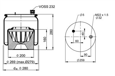 CONTITECH AIR SPRING 6122 N P50 Číslo výrobce: 600314. EAN: 4054391143361.