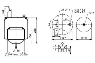 CONTITECH AIR SPRING 6607 N P01 Číslo výrobce: 63370. EAN: 4054387100743.