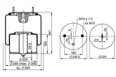 CONTITECH AIR SPRING 6612 N P01 Číslo výrobce: 69725. EAN: 4054387101337.