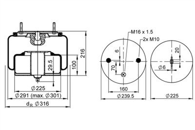 CONTITECH AIR SPRING 6613 N P01 Číslo výrobce: 69727. EAN: 4054387101344.