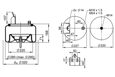 CONTITECH AIR SPRING 6614 N P01 Číslo výrobce: 70545. EAN: 4054387101436.
