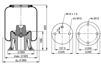 CONTITECH AIR SPRING 6706 N P01 Číslo výrobce: 53861. EAN: 4054396100055.