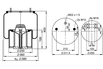 CONTITECH AIR SPRING 881 MB P30 Číslo výrobce: 73423. EAN: 4054391108933.