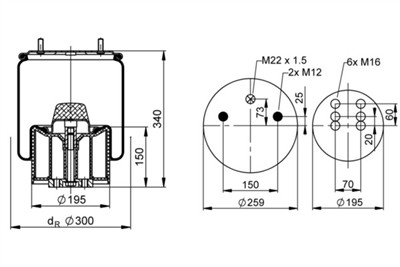 CONTITECH AIR SPRING 940 MB P30 Číslo výrobce: 73420. EAN: 4054391108902.