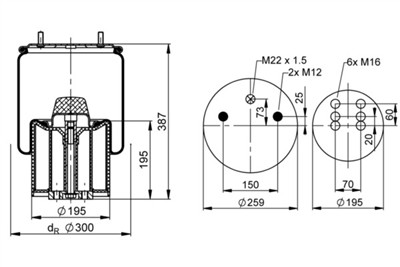 CONTITECH AIR SPRING 941 MB P30 Číslo výrobce: 73421. EAN: 4054391108919.