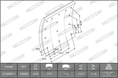 FERODO K19090.0-F3526 Číslo výrobce: 19090. EAN: 5016687083439.