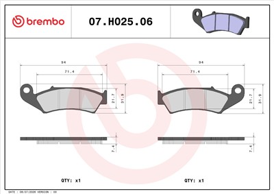 BREMBO 07HO2506 EAN: 8020584634882.