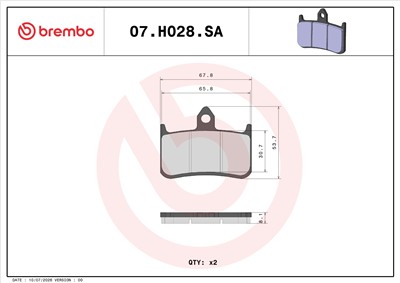 BREMBO 07HO28SA EAN: 8020584635018.
