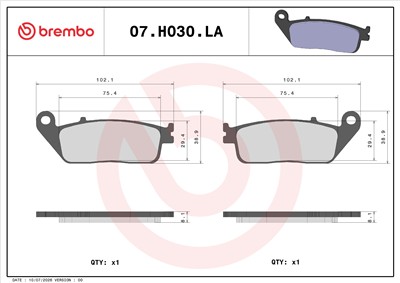 BREMBO 07HO30LA EAN: 8020584635063.
