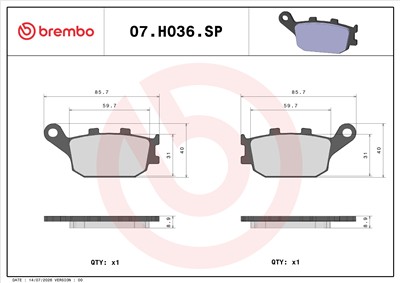BREMBO 07HO36SP EAN: 8020584635209.